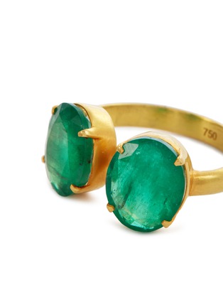 Detail View - Click To Enlarge - AISHWARYA - Emerald silver gold alloy open ring