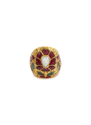 Main View - Click To Enlarge - AISHWARYA - Diamond ruby emerald silver gold alloy floral ring