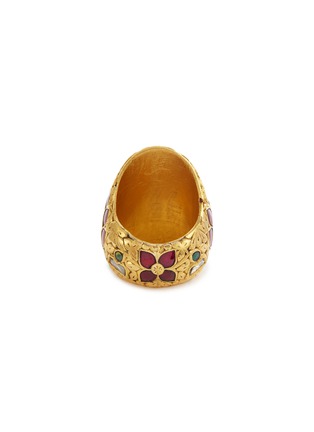  - AISHWARYA - Diamond ruby emerald silver gold alloy floral ring