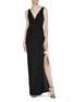 Figure View - Click To Enlarge - GALVAN LONDON - 'Laced' split side V-neck gown