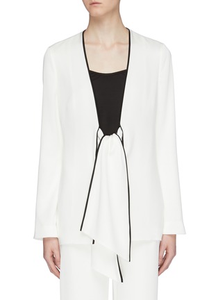 Main View - Click To Enlarge - GALVAN LONDON - 'Bianca' contrast piping knot front crepe jacket