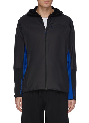 Main View - Click To Enlarge - ADIDAS BY WHITE MOUNTAINEERING - 'Terrex' slogan print colourblock outseam hooded jacket