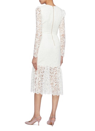 Back View - Click To Enlarge - REBECCA VALLANCE - 'Le Saint' ruched tie front guipure lace mermaid dress
