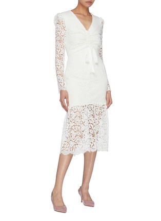 Figure View - Click To Enlarge - REBECCA VALLANCE - 'Le Saint' ruched tie front guipure lace mermaid dress