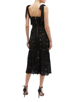 Back View - Click To Enlarge - REBECCA VALLANCE - 'Betty' tie shoulder ruched Chantilly lace mermaid dress