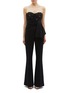 Main View - Click To Enlarge - REBECCA VALLANCE - 'Betty' sash tie lace bustier wide leg jumpsuit