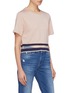 Detail View - Click To Enlarge - ANNA BEAM - Detachable graphic plaque panelled hem cropped T-shirt