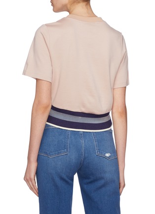 Back View - Click To Enlarge - ANNA BEAM - Detachable graphic plaque panelled hem cropped T-shirt