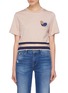Main View - Click To Enlarge - ANNA BEAM - Detachable graphic plaque panelled hem cropped T-shirt