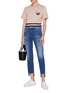Figure View - Click To Enlarge - ANNA BEAM - Detachable graphic plaque panelled hem cropped T-shirt