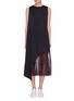 Main View - Click To Enlarge - ANNA BEAM - Asymmetric drape graphic print mesh hem dress