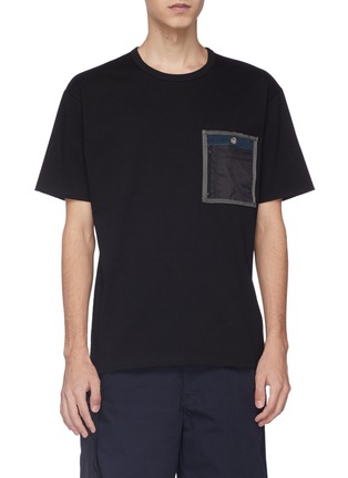 Main View - Click To Enlarge - KOLOR - x PORTER contrast chest pocket T-shirt