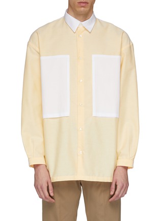 Main View - Click To Enlarge - E. TAUTZ - 'Lineman' colourblock patch pocket oversized boxy Oxford shirt
