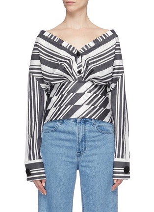 Main View - Click To Enlarge - HELLESSY - 'Sphinx' stripe silk-cotton V-neck blouse