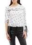 Main View - Click To Enlarge - HELLESSY - 'Sunshine' graphic embroidered asymmetric ruched sleeve top