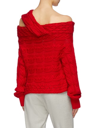Back View - Click To Enlarge - HELLESSY - 'Melody' faux pearl sleeve cable knit off-shoulder sweater