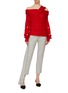 Figure View - Click To Enlarge - HELLESSY - 'Melody' faux pearl sleeve cable knit off-shoulder sweater