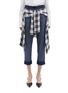 Main View - Click To Enlarge - HELLESSY - 'Sentry' check plaid waist panel cropped jeans
