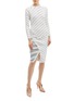 Figure View - Click To Enlarge - SIMKHAI - Asymmetric stripe scalloped rib knit mock wrap skirt