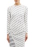 Main View - Click To Enlarge - SIMKHAI - Cutout sleeve asymmetric stripe scalloped rib knit sweater