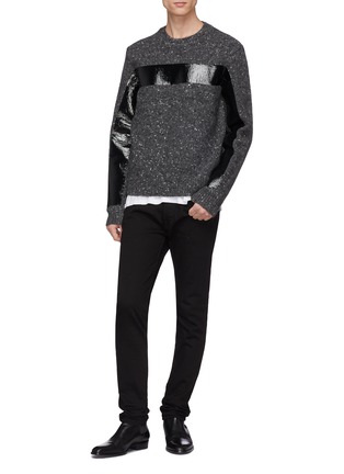 Figure View - Click To Enlarge - HELMUT LANG - Coated panel marled sweater