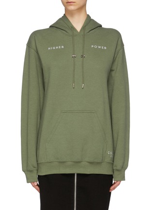 Main View - Click To Enlarge - COLLINA STRADA - 'Higher Power' slogan embroidered hoodie