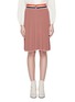 Main View - Click To Enlarge - VICTORIA, VICTORIA BECKHAM - Belted pleated stripe knit skirt