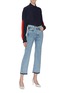 Figure View - Click To Enlarge - VICTORIA, VICTORIA BECKHAM - Contrast sleeve patch silk satin shirt