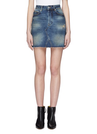 Main View - Click To Enlarge - VICTORIA, VICTORIA BECKHAM - 'Cali' chain outseam distressed denim skirt