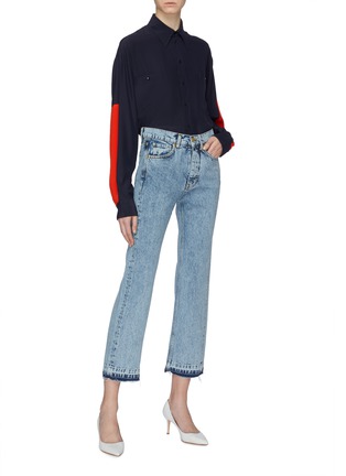 Figure View - Click To Enlarge - VICTORIA, VICTORIA BECKHAM - 'Super High Cali' let-out cuff bleached jeans