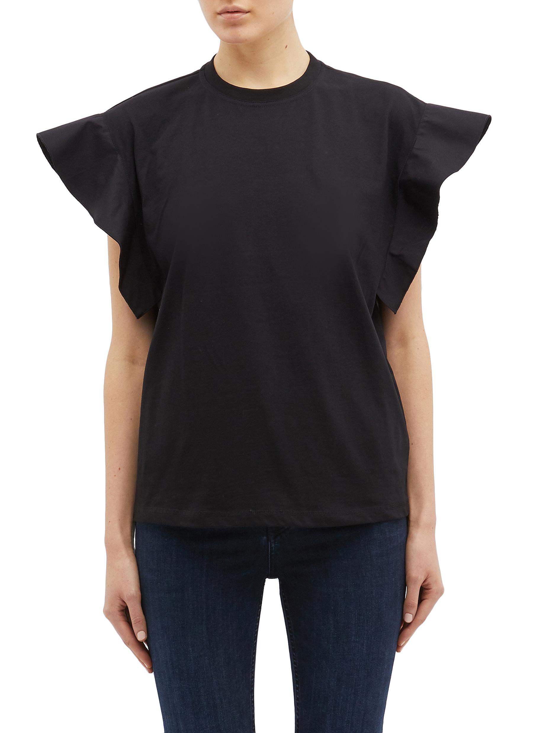 Ruffle fluted sleeves T-shirt by Victoria, Victoria Beckham