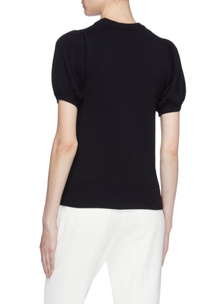 Back View - Click To Enlarge - VICTORIA, VICTORIA BECKHAM - Stripe jacquard puff sleeve wool knit top