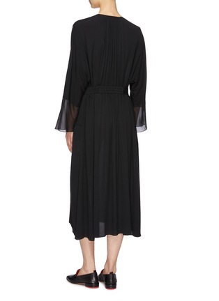 Back View - Click To Enlarge - MS MIN - Belted batwing sleeve crepe dress