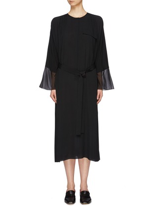 Main View - Click To Enlarge - MS MIN - Belted batwing sleeve crepe dress