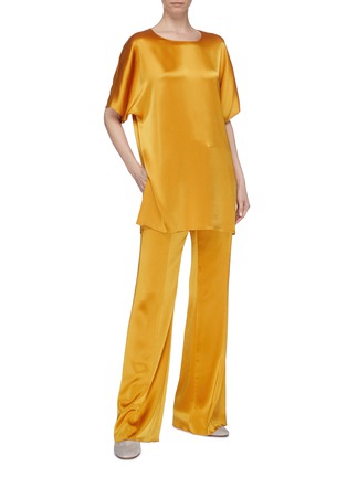 Figure View - Click To Enlarge - MS MIN - Pintuck satin flared pants