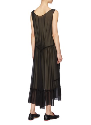 Back View - Click To Enlarge - MS MIN - Smocked waist sleeveless peplum chiffon dress