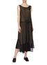 Figure View - Click To Enlarge - MS MIN - Smocked waist sleeveless peplum chiffon dress