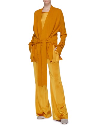 Figure View - Click To Enlarge - MS MIN - Tie waist wrap cashmere blend cardigan