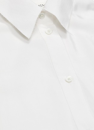  - MS MIN - Asymmetric wrap panel silk satin shirt