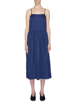 Main View - Click To Enlarge - MS MIN - Ruched skirt cupro slip dress