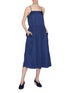 Figure View - Click To Enlarge - MS MIN - Ruched skirt cupro slip dress