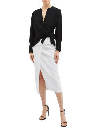 Figure View - Click To Enlarge - BIANCA SPENDER - 'Allegra' belted crepe wrap skirt