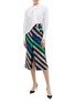Figure View - Click To Enlarge - BIANCA SPENDER - 'Plisse' belted split stripe cotton-silk skirt