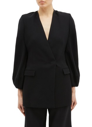 Main View - Click To Enlarge - BIANCA SPENDER - 'Curtain Call' twist open back crepe blazer