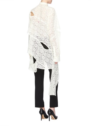 Back View - Click To Enlarge - ROKH - Asymmetric cutout panelled lace shirt