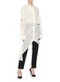 Figure View - Click To Enlarge - ROKH - Asymmetric cutout panelled lace shirt