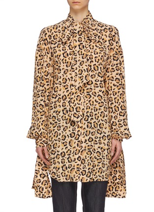 Main View - Click To Enlarge - ROKH - Detachable cuff split back leopard print silk blouse