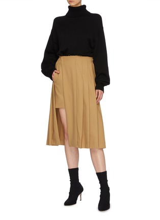 Figure View - Click To Enlarge - ROKH - Pleated overlay twill skirt