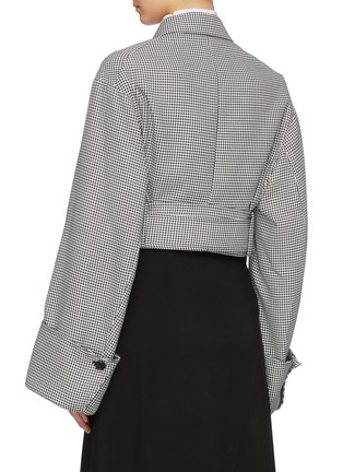 Back View - Click To Enlarge - ROKH - Belted patch pocket cropped houndstooth jacket