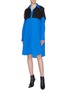 Figure View - Click To Enlarge - MAISON MARGIELA - Drawcord cutout back colourblock yoke oversized shirt dress
